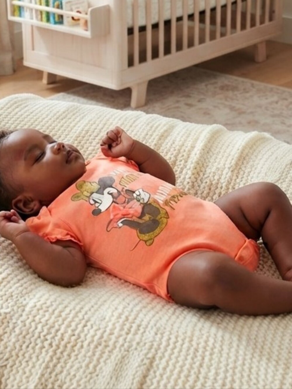 Disney NB Minnie Mouse Peach Baby Onesie
